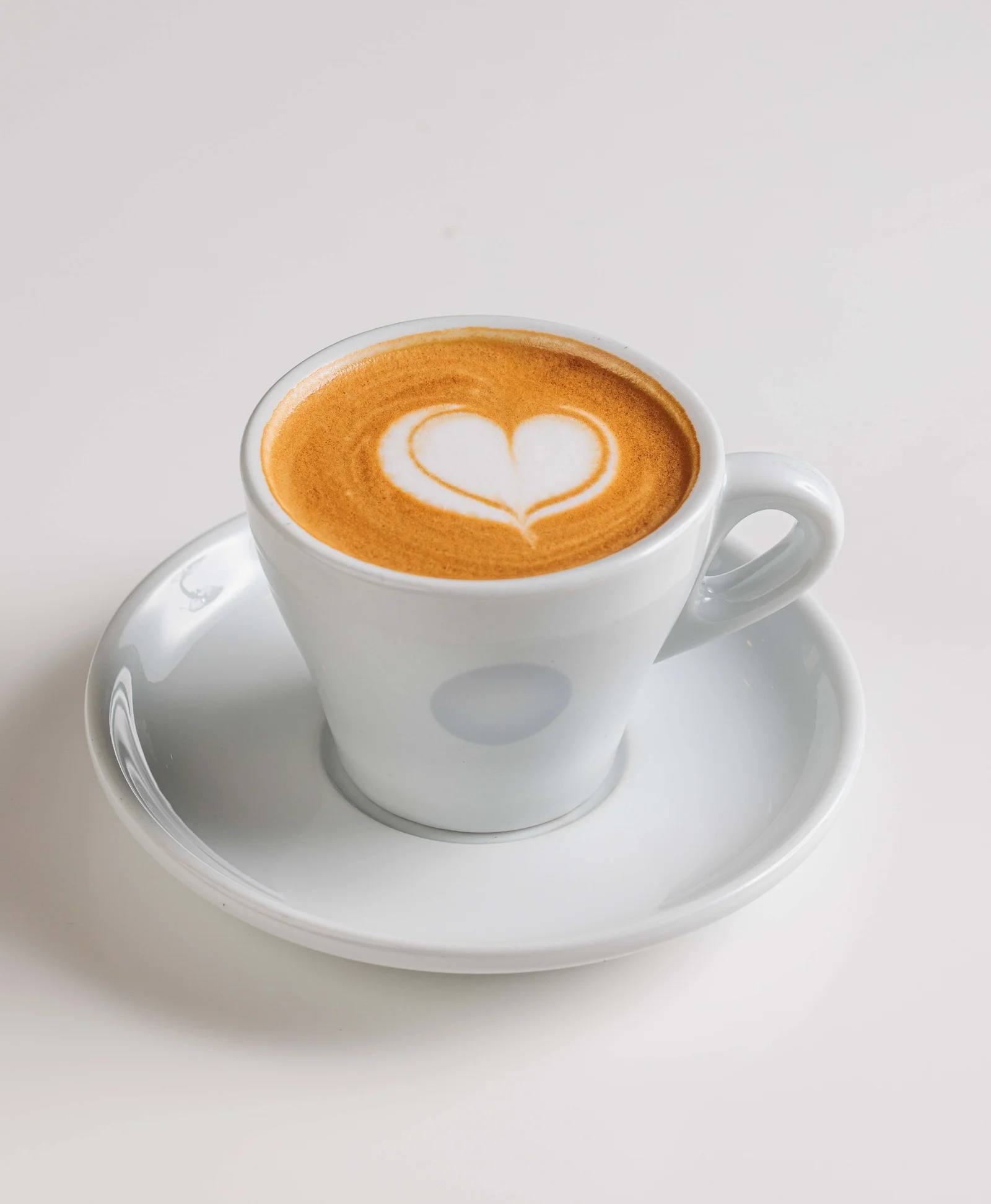 Flat white in a cup and saucer